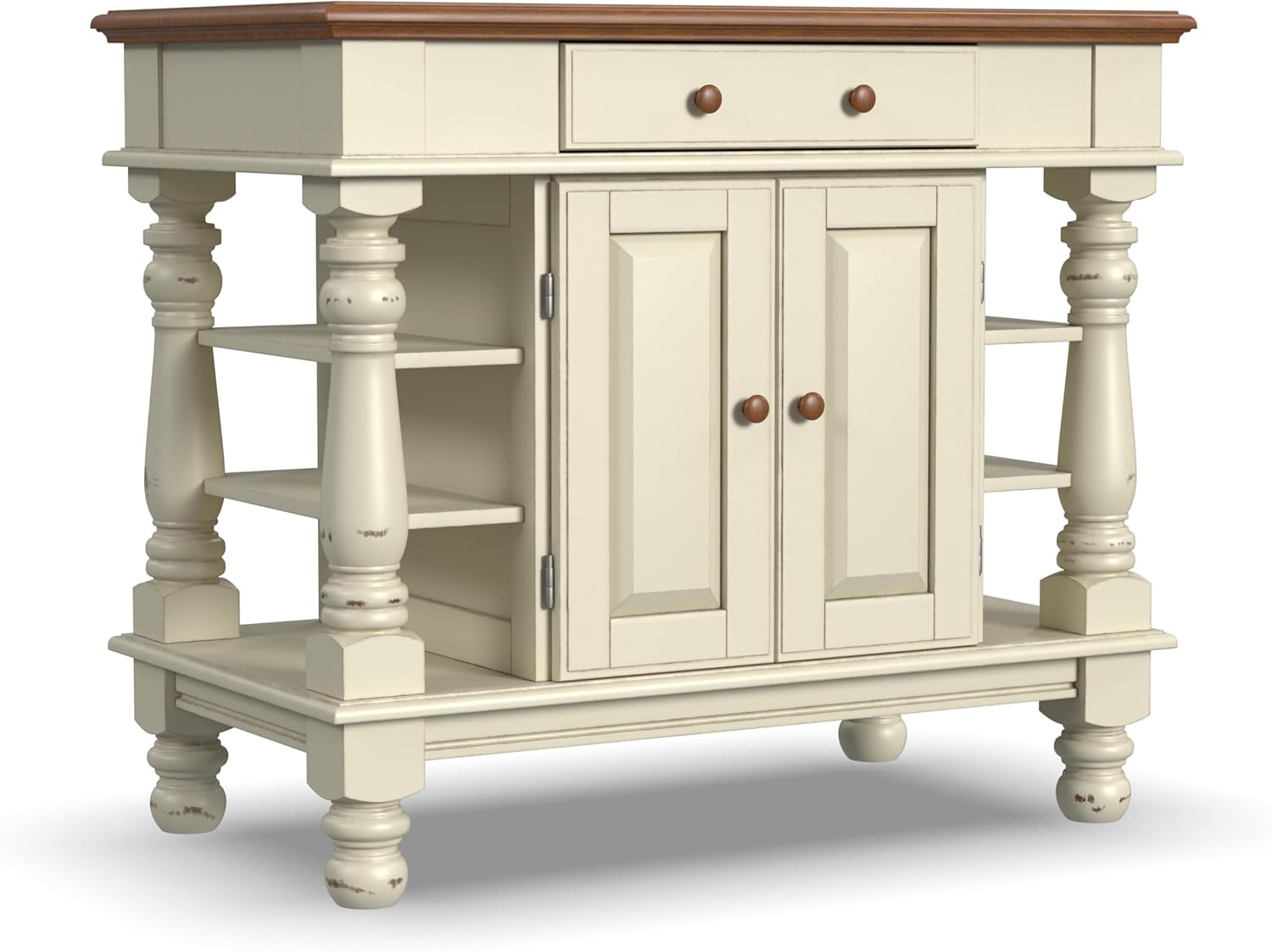 Americana Antique Oak Island with Storage, 42"W