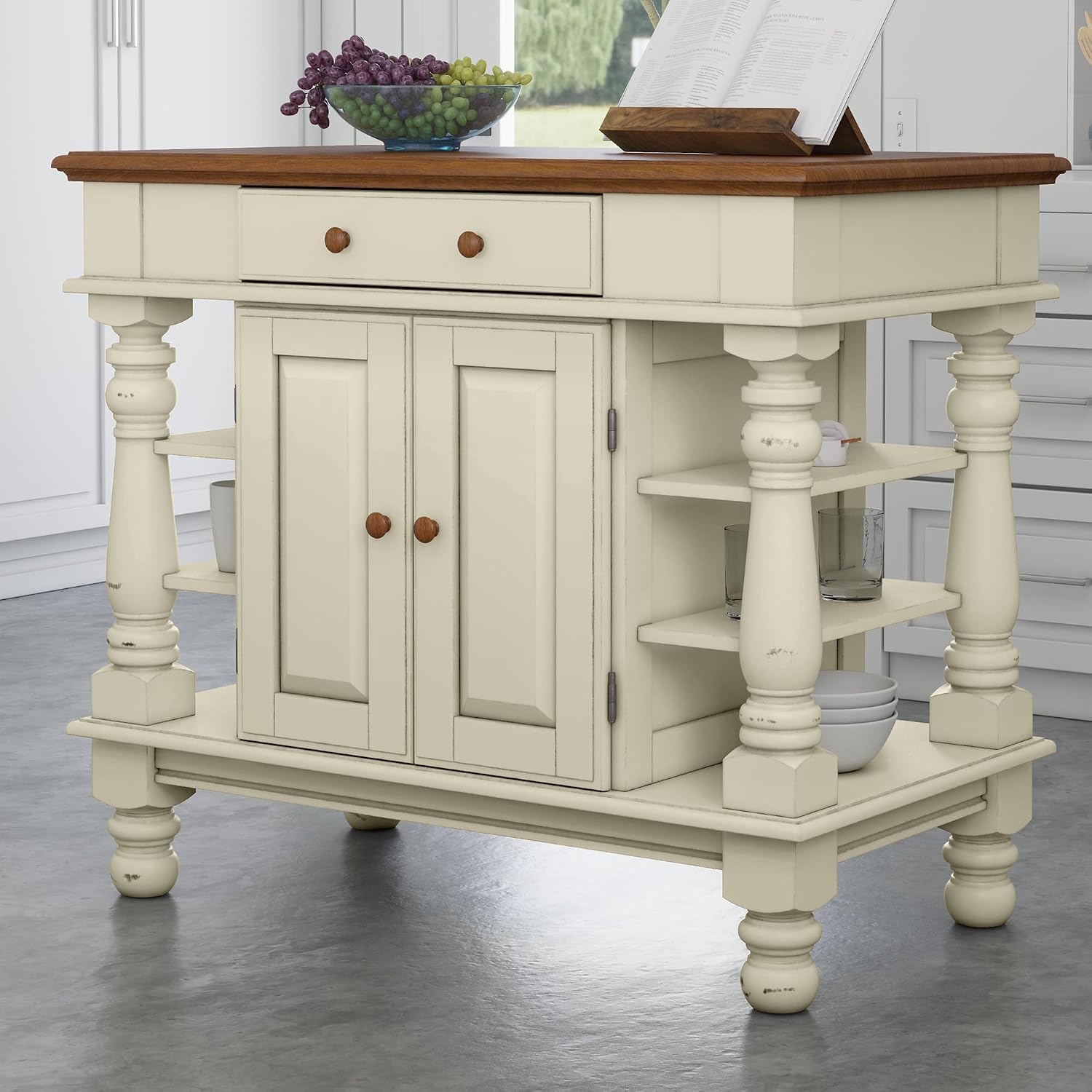 Americana Antique Oak Island with Storage, 42"W