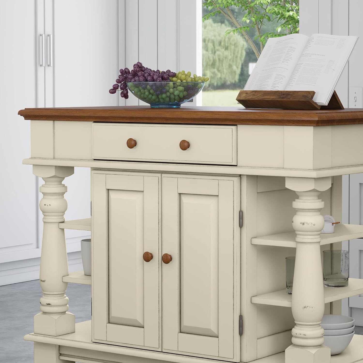 Americana Antique Oak Island with Storage, 42"W